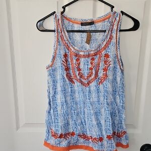 Tribal Blue and Orange Embroidered Women's Tank Top
